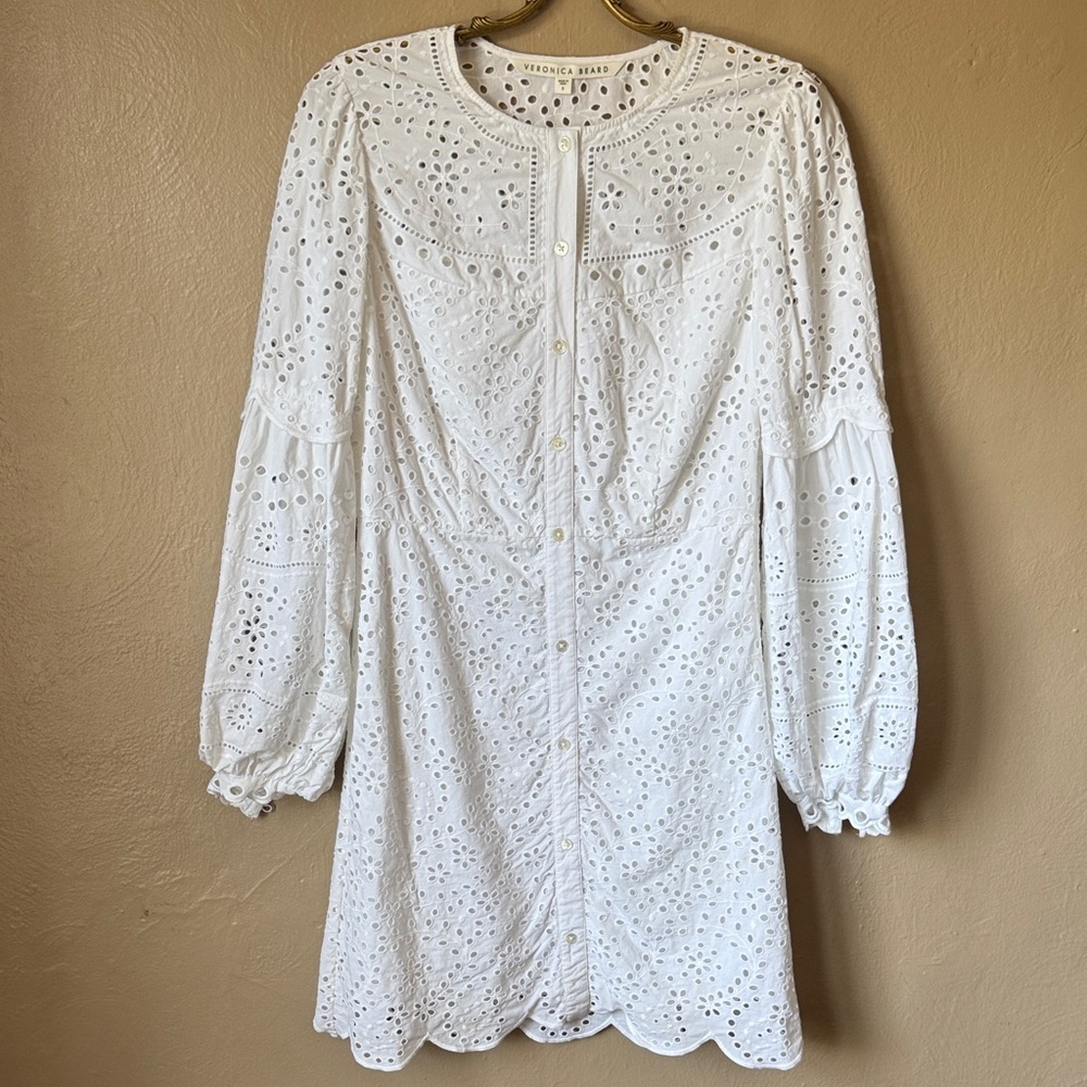 Veronica Beard White Eyelet Dress Size 8 - Picture 2 of 5